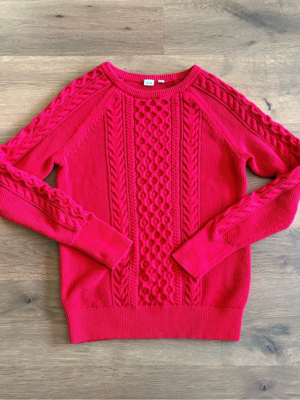 GAP - Women’s Crewneck Cable-Knit Red Sweater, 100% Cotton